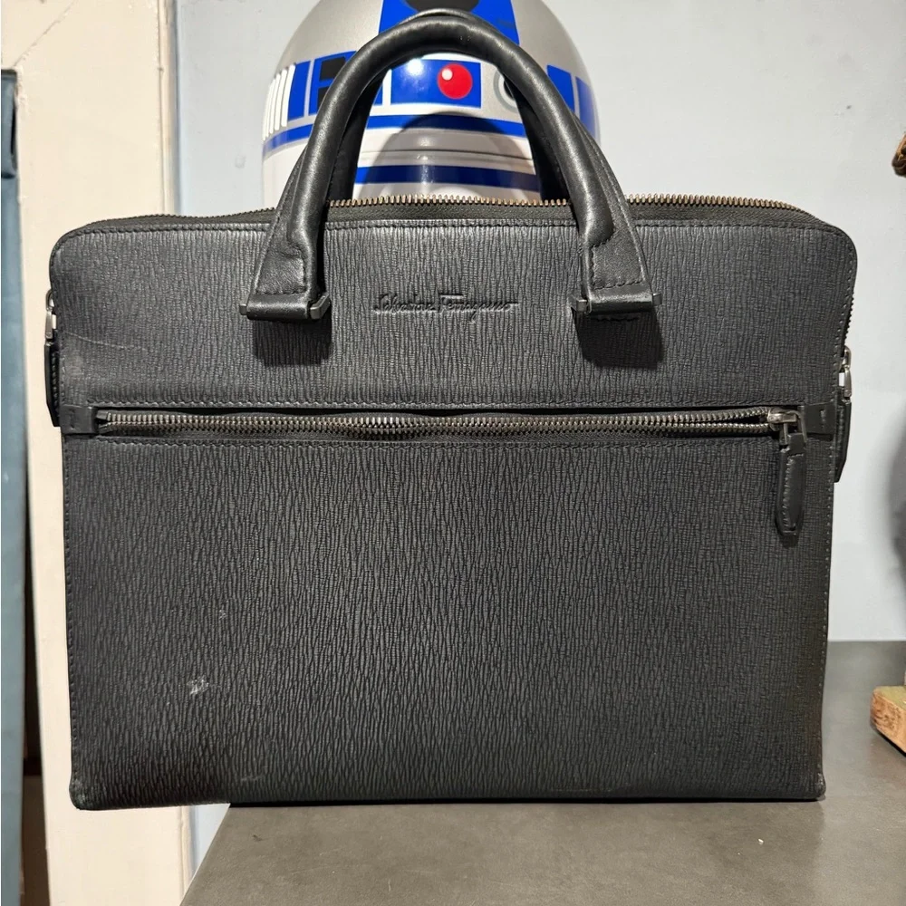 Salvatore Ferragamo Revival 3.0 Slim Leather Briefcase